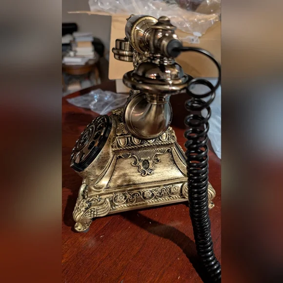 NWOT Jucoan Vintage Bronze Retro Rotary Dial Telephone - Picture 4 of 13